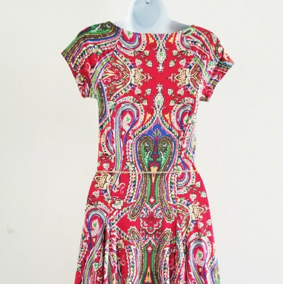 LAUREN RALPH LAUREN Red Paisley Dress - XS - ⭐Host Pick⭐ - Picture 3 of 11
